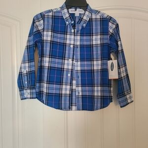 Old Navy Boys Blue and White Plaid Shirt